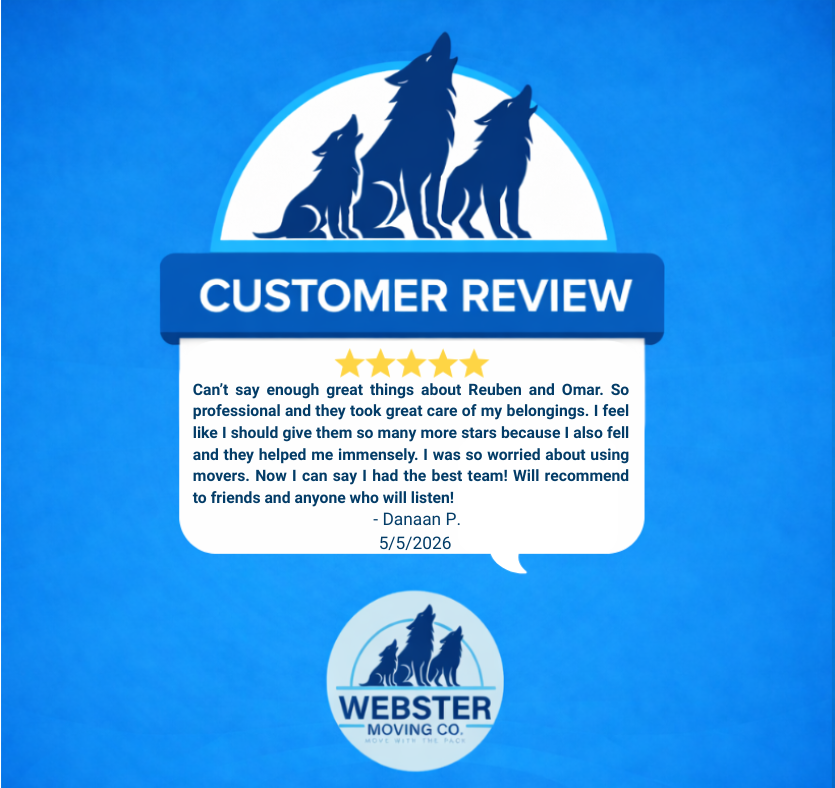 webstermoving's tweet photo. Another smooth move and another 5-star review ⭐️
We appreciate every customer who trusts the pack.
#MoveWithThePack #SmoothMoves #TopRatedMovers #Thankful https://t.co/sXbZ4vWikB