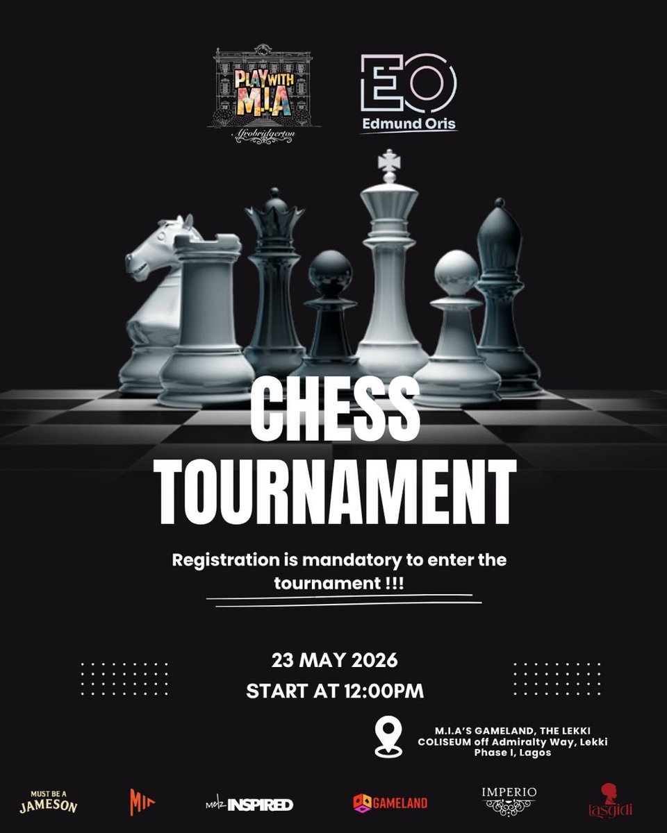 EdmundOris's tweet photo. If you play chess or FIFA, and you’re in Lagos or Ibadan, pull up let’s play. 

May 23rd. Don’t miss it. https://t.co/6RxsrJOz4p