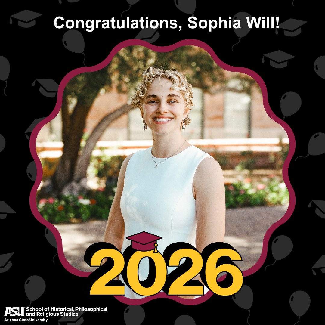 ASU_SHPRS's tweet photo. Sophia Will is graduating this spring with her bachelor’s degree in philosophy (morality, politics and law). 🎓🎉 Her next step? Attending @ASUCollegeofLaw this fall. ⚖️🙌

Read more about Will's time at ASU here: https://t.co/XBjOzJ4szw

#ASUgrad #Spring2026 https://t.co/v1OqE0h1an
