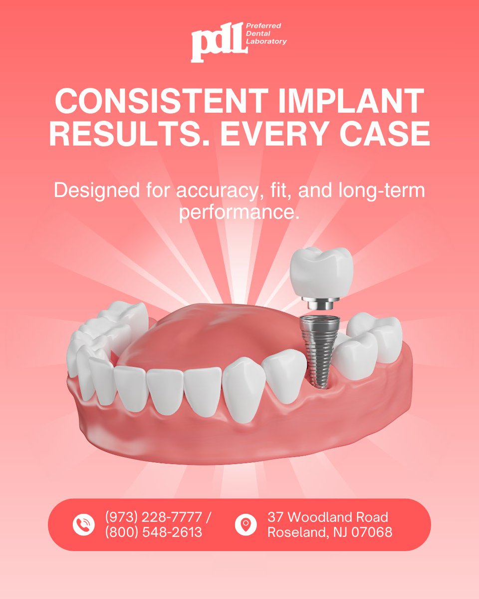 PreferredLab's tweet photo. At Preferred Dental Lab, every implant restoration is crafted for reliability, aesthetics, and long-term performance.

Precision you can trust. Consistent results. Every case.

👉 https://t.co/xGGrBLBPzP

#DentalLab #DentalImplants #DigitalDentistry #Implants #dentures #NJ #SMILE https://t.co/WqZA20nDFw