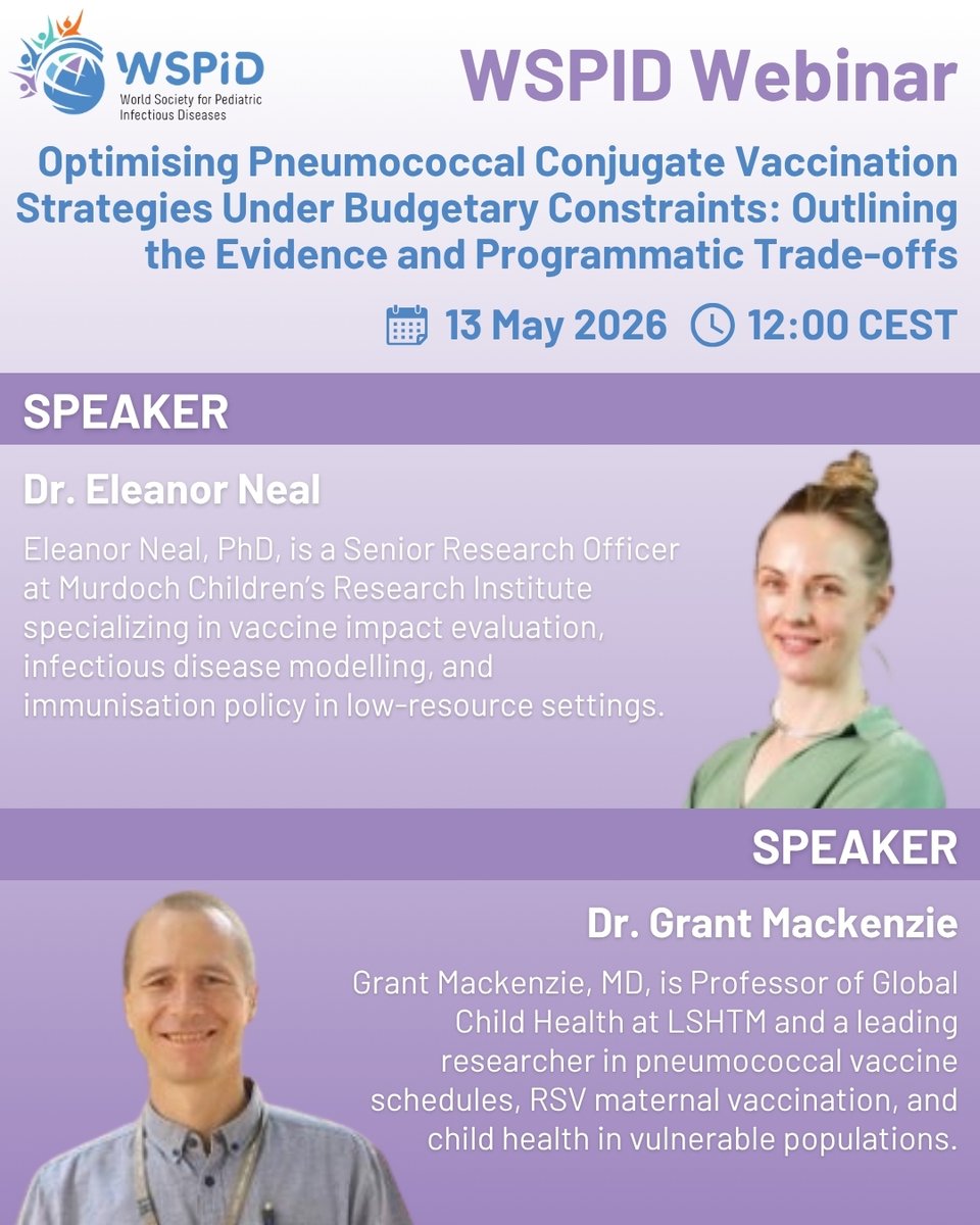 WSPID's tweet photo. ⏰ LAST CALL to register for TOMORROW’s #WSPIDWebinar!

📅 13 May 2026
🕛 12:00 CEST
👉 REGISTER NOW: https://t.co/Kyao9MR6bw

#Vaccines #Immunization #Pediatrics #WSPID #WSPIDEducation https://t.co/1EjMB31One