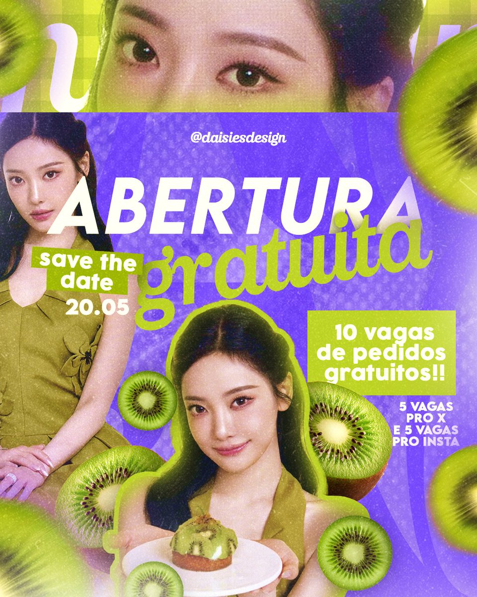 daisies_dsgn's tweet photo. 📢| SAVE THE DATE!!

A nossa próxima abertura gratuita está a cada dia mais perto, então já anota ai na agenda que dia 20/05 vamos ter 5 vagas (para perfis do X) abertas para pedidos gratuitos! https://t.co/nAvQc4zg8n