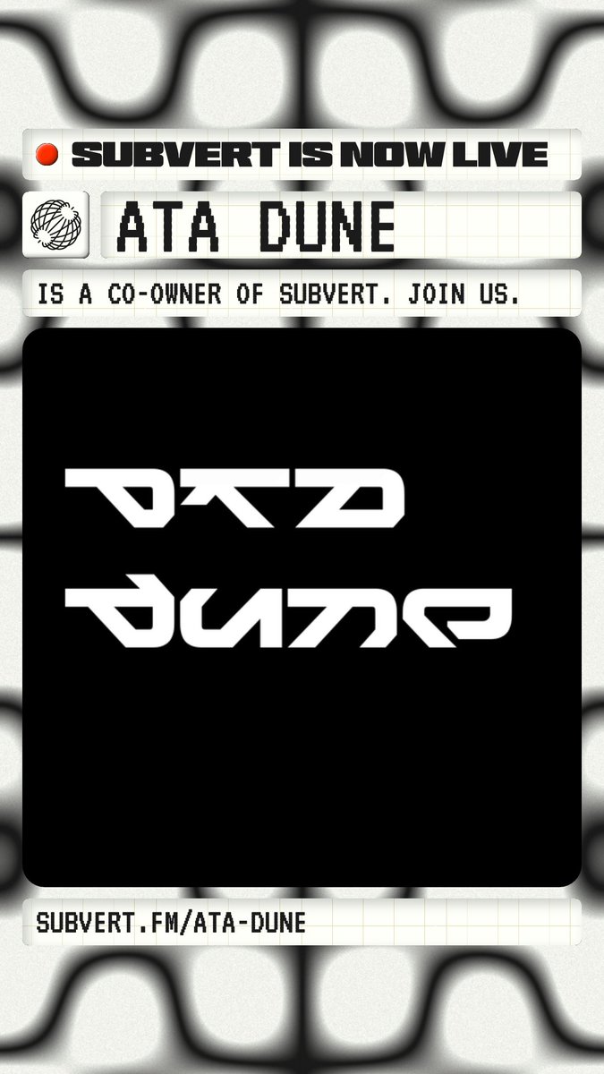 ata_dune's tweet photo. Subvert - A New Artist Owned Music Co-op

https://t.co/1glgxdyYpx

@SUBVERTWORLD

#ArtistOwned #NewMusicPlatform #MusicDiscovery #UndergroundMusic #CreatorEconomy https://t.co/TJLCWW2WDU