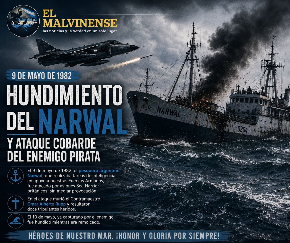 elmalvinense's tweet photo. Guerra de #Malvinas: El hundimiento del Narwal y ataque cobarde del enemigo pirata https://t.co/IpTBdmhMCG https://t.co/QN6QhAIEIi