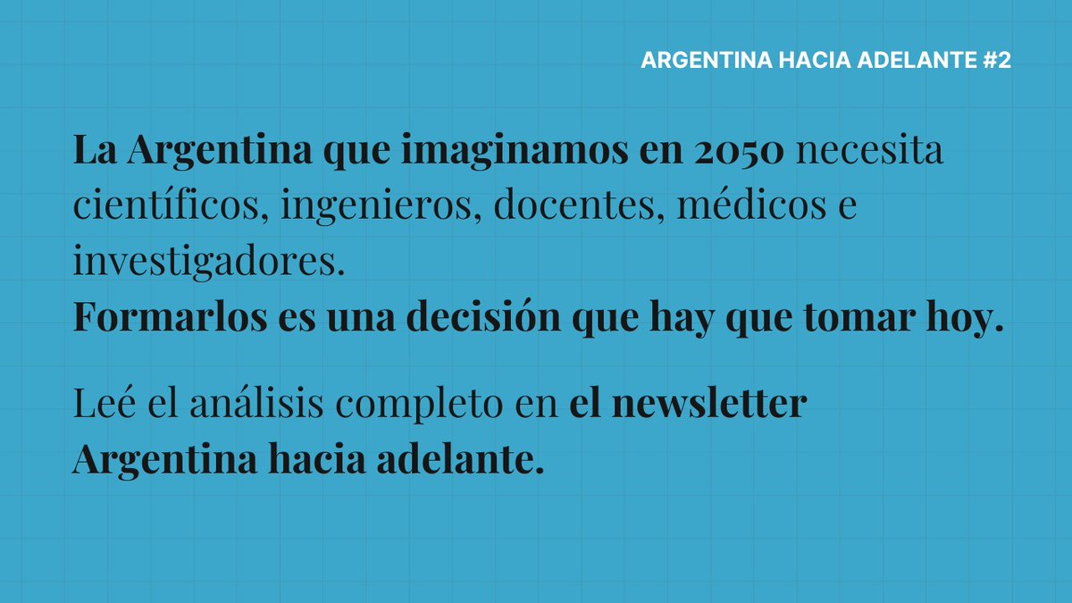 UrtubeyJM's tweet photo. Hay una Argentina que no aparece en los informes macroeconómicos. Es la de los hijos de trabajadores que fueron los primeros en su familia en ir a la universidad.

En la Universidad de Quilmes el 73% de los graduados son primera generación universitaria. En la de General Sarmiento, el 80%. En la del Comahue, el 71,9%.

La universidad pública no es un privilegio Es el ascensor social para millones de familias que con esfuerzo eligen un futuro mejor.

El gobierno no necesitó cerrar universidades por decreto. Le alcanzó con algo más silencioso y más efectivo: el desfinanciamiento sistemático.

Las partidas para educación superior cayeron un 32,9% en términos reales. Las Becas Progresar perdieron el 65% de su valor en el mismo año.

Estudiantes que no pueden seguir. Investigaciones que se frenan. Laboratorios paralizados. Esto no es eficiencia. Es el resultado de una decisión política sostenida.

Un sistema universitario no es infraestructura ni presupuesto. Es el trabajo de las personas que enseñan e investigan. Es ahí donde el daño es más difícil de revertir.

Los salarios docentes universitarios perdieron el 43,2% de su poder adquisitivo desde diciembre de 2023. No es una caída coyuntural. Es un ajuste sostenido.

Las universidades públicas forman el 91% de los ingenieros del país y el 97% de los agrónomos. En 20 años generaron el 60% de las patentes biotecnológicas registradas en Argentina.

El recorte a las universidades no es una decisión contable. Es una definición política sobre qué país se quiere construir.

Desfinanciar las universidades es quitarle a los que quieren estudiar y a todo un país la capacidad de producir su propio conocimiento. Y eso no tiene reemplazo.

Defender el sistema universitario no es conservadurismo. Es la condición mínima para que después sea posible mejorar lo que hay que mejorar.

Lo que está en juego es si la universidad va a seguir siendo una herramienta de progreso para todos en toda la Argentina o si va a volver a ser un privilegio de pocos.

La Argentina de 2050 necesita científicos, ingenieros, docentes, médicos e investigadores.
Formarlos es una decisión que hay que tomar hoy.

🔗 Link del newsletter completo: https://t.co/JUtzOQppZq