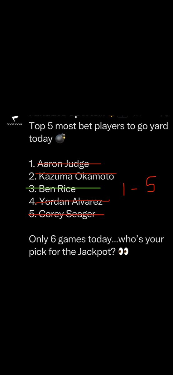 mike606_'s tweet photo. @FanaticsBook Since this list went 1-5 yesterday we might get lucky
And they turn the homer machine on today, so this current list goes 2-5 https://t.co/SWhhHoFYYD