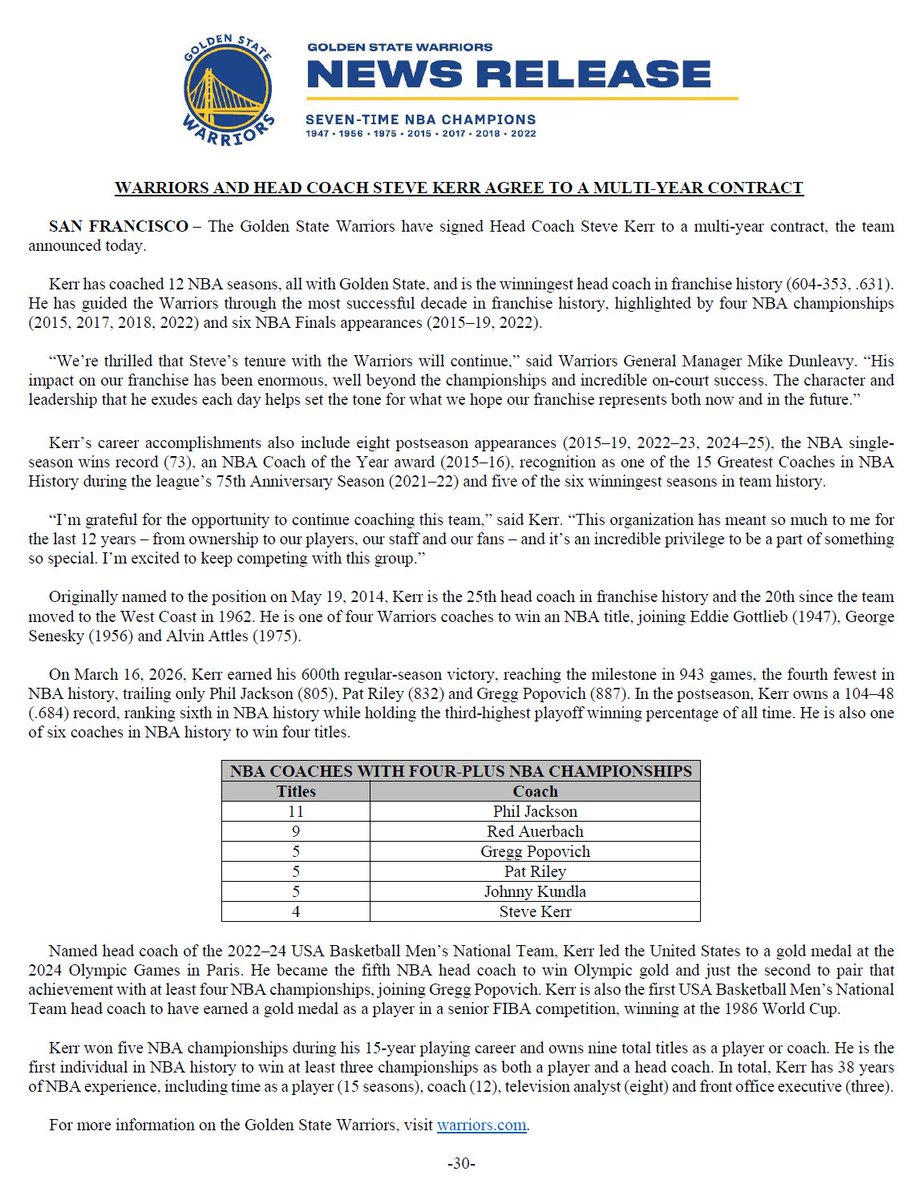 Warriors PR tweet media