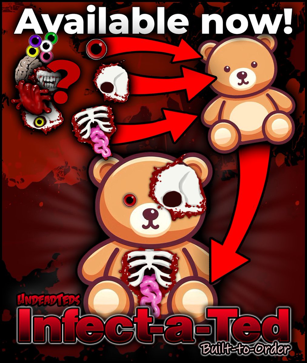 UndeadTeds's tweet photo. I'm finally in my new workshop and to celebrate, Infect-a-Teds are back and they're on SALE!
Chose your bear, its eye colour, injuries and theme and I'll build it to order!
https://t.co/YgBqQUkVLV https://t.co/koxqI56qoo
