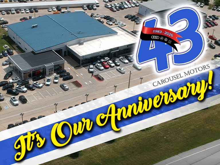 carouselmotors's tweet photo. May 2026 marks our 43rd Anniversary of serving the great people of Iowa. We wouldn't be here without loyal clients, strategic partners, reliable vendors and most important, incredible employees!

#CarouselMotors #audi #mercedesbenz #Mazda #vw #people #anniversary #Iowa #iowacity https://t.co/ykVwZh65q2