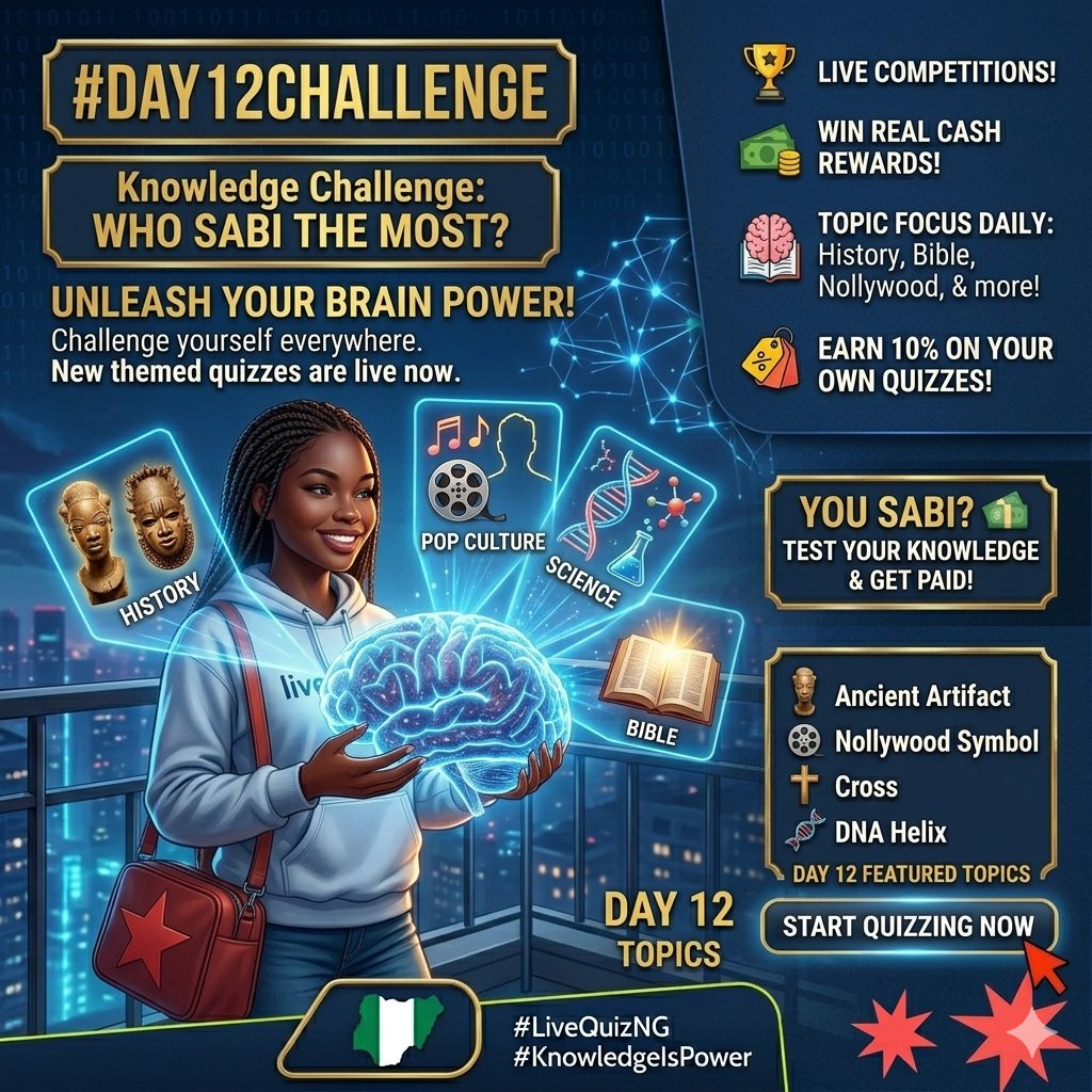 Livequiz_'s tweet photo. "Don't just beat your friends, beat the world. Join our live, global competitions."

https://t.co/TzOv3Y4Uoh 

#LiveQuizNG #cashout https://t.co/k5IaWksU22