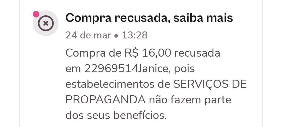 o seu flash né, o meu bloqueia tudo se o CNPJ da loja não for de restaurante :)
detalhe o que ta serviços de propaganda era uma cafeteria 👍