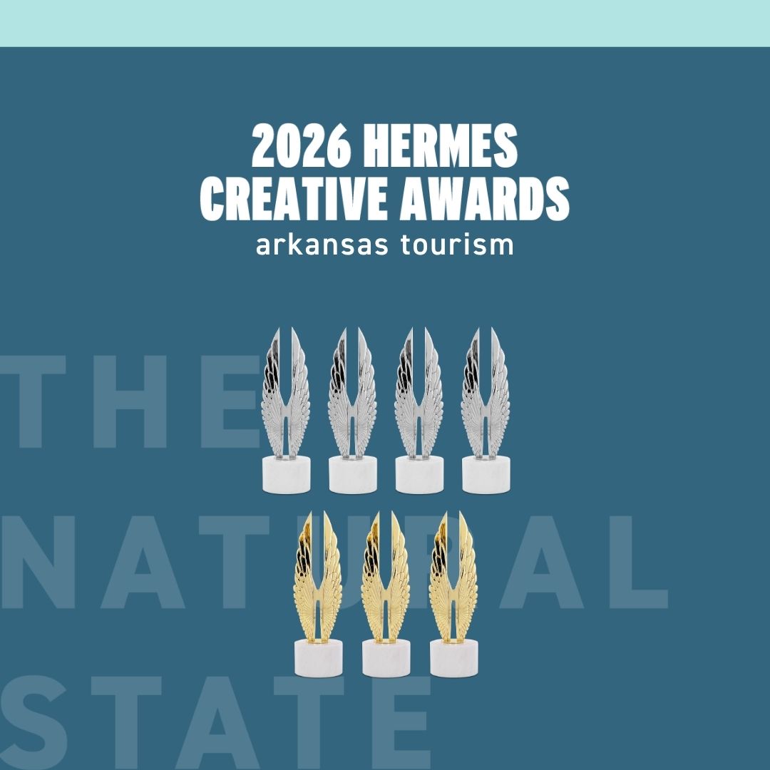 artourism's tweet photo. Arkansas Tourism just won SEVEN 2026 Hermes Creative Awards! The Hermes Awards honor the best of the creative industry, from publications to digital advertising to video. We're so proud to tell our state's story, and it turns out people like hearing it, too. https://t.co/2b8s0w5XLg