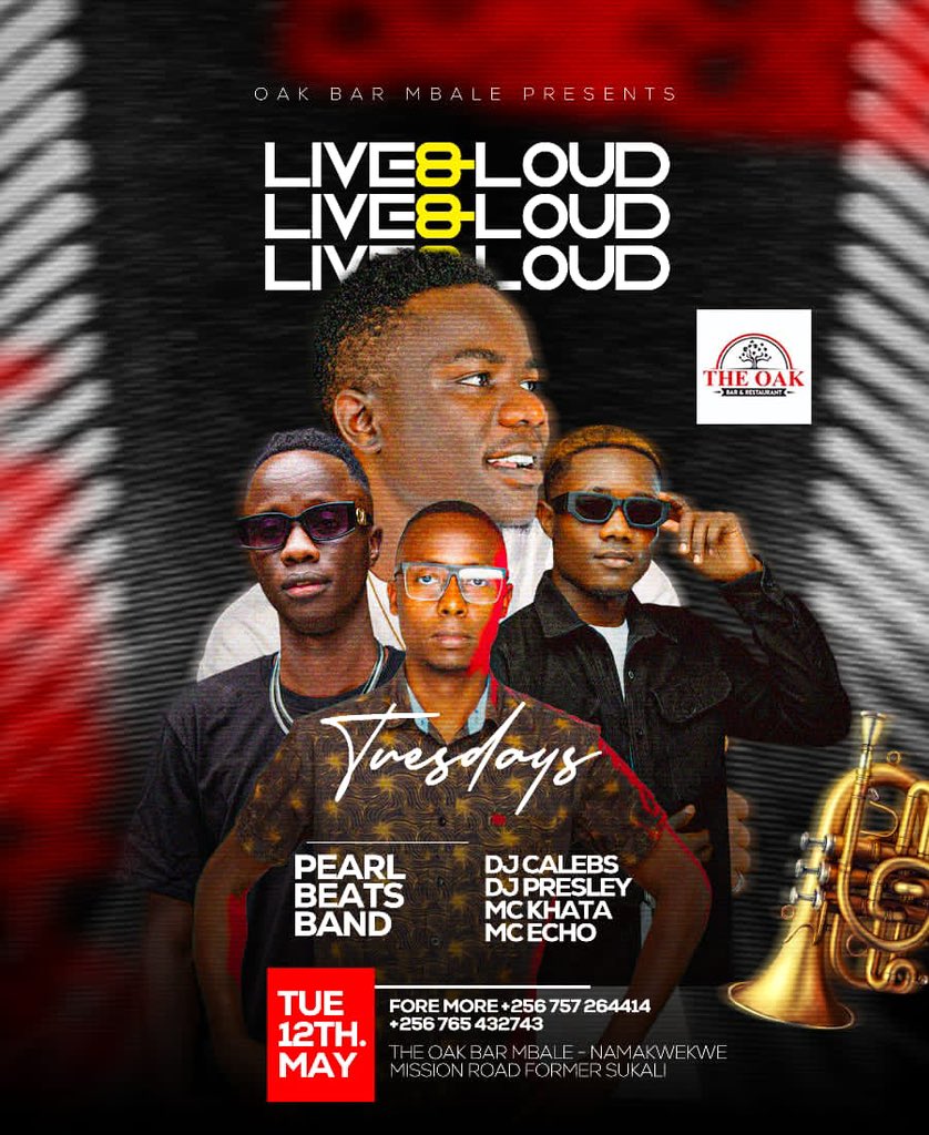 McKhataUg's tweet photo. MBALE WE RETURN TONIGHT
BIG AND BETTER @theoakmbale
PEARL BEATS BAND
HOSTED BY @mckhataug
#LiveAndLoudTuesdays
DM TO BOOK YOUR
TABLE TO Avoid INCONVENIENCES
#HomeOfGoodVibes
#BeyondExpectations
#WeMakeItEasy https://t.co/MlcCY4uxQJ