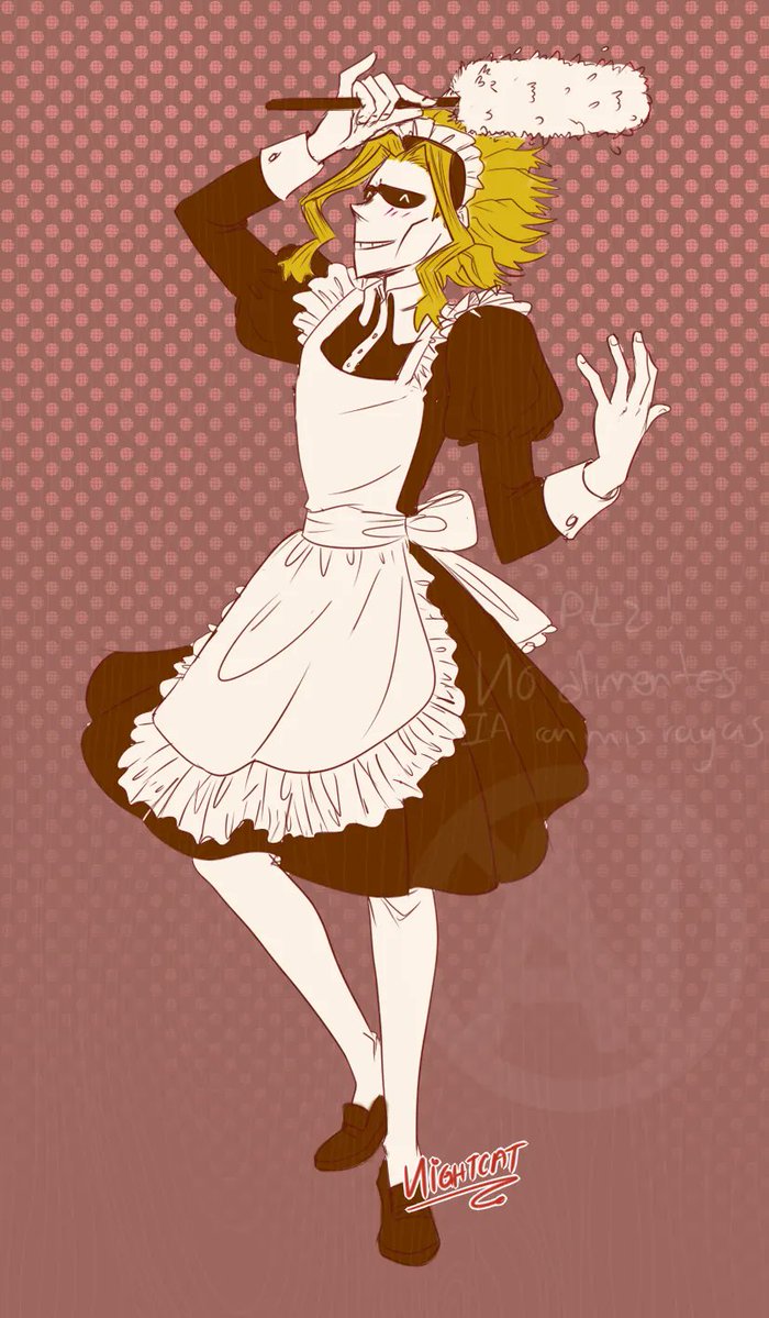Yo no sabía que era día que subían personajes vestidos de maid😭💔, que deshonra no subir nada!-prdon pero aquí es el día de la madre 🥲-
Dejo este #toshinori mi amor que acabe en la madrugada porque también quiero jugar,😁 se cuidan bai.