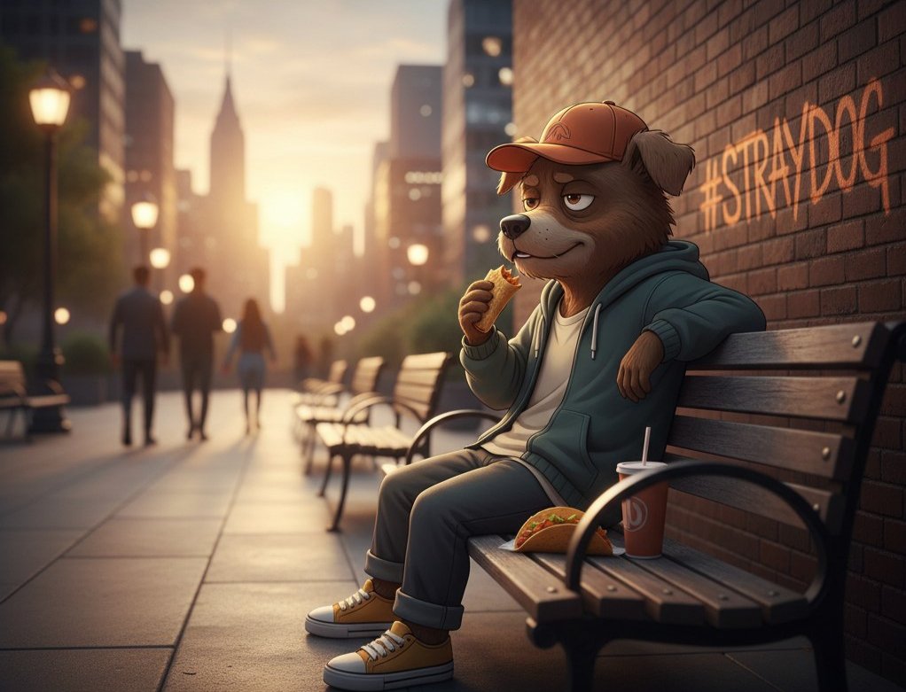 straydogcoin's tweet photo. Evening slowed down just enough 🌆🌮 https://t.co/WM02PKU7CM