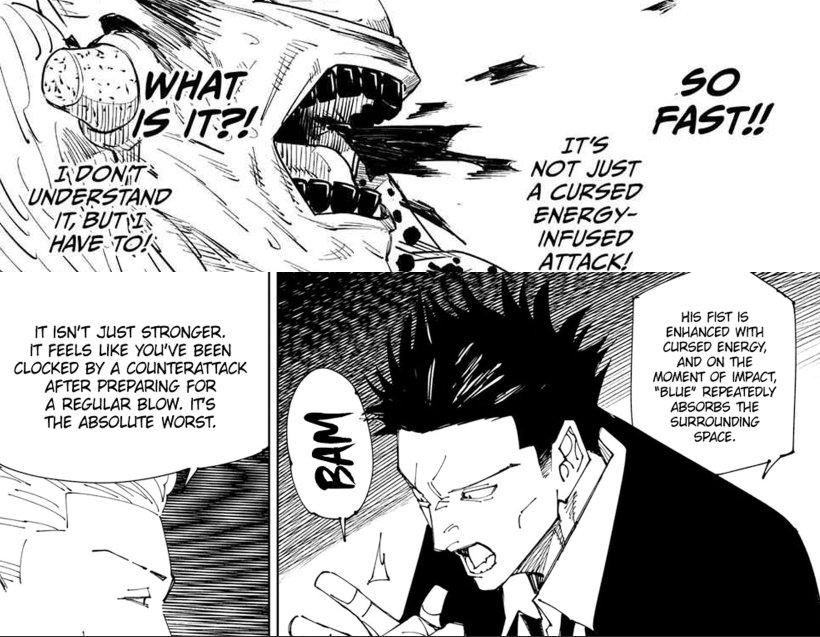 notjustanob's tweet photo. @AFineLookinGun @Jxneb238235 @AG55029778 @_Saigoh Do you see kusakabe? And how he's fucking explaining that gojo's using blue infused fists https://t.co/sl448Sd1Wp