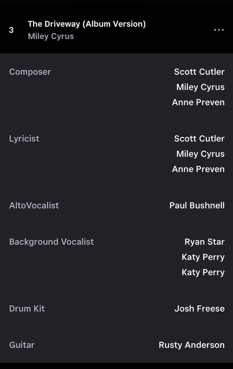 Edith78041159's tweet photo. @StatsOnCyrus @AaronGamess Katy didn’t write either Breakout or Driveaway https://t.co/CCU52pwZgr