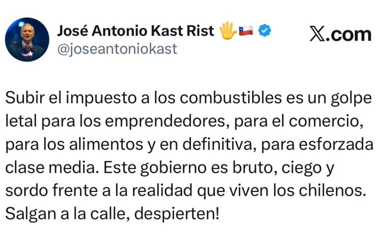 WinfriedHempel's tweet photo. NUNCA OLVIDAR y guarden muy bien a este Post de José Antonio Kast, cuando llamaba a "despertar" y "salir a la calles" y ahora rasgado vestiduras por llamado a protestas https://t.co/3GfoTy7IcD