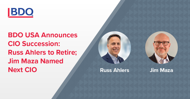 ricopal's tweet photo. .@BDO_USA announced CIO Russ Ahlers will retire in Sept. after over a decade leading the firm’s technology organization. Effective immediately, Jim Maza has been named CIO to help lead BDO’s next chapter in responsible AI, data security and governance: https://t.co/rCL3KRfRdF https://t.co/fVs7oiu4wY