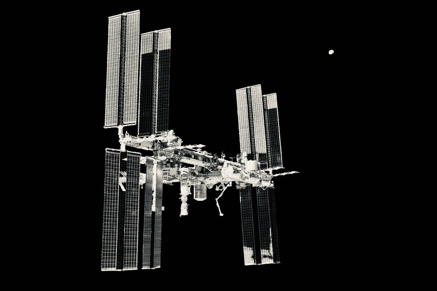 tornadochaser76's tweet photo. International space station with moon in the background https://t.co/Ivu8YgnRqa