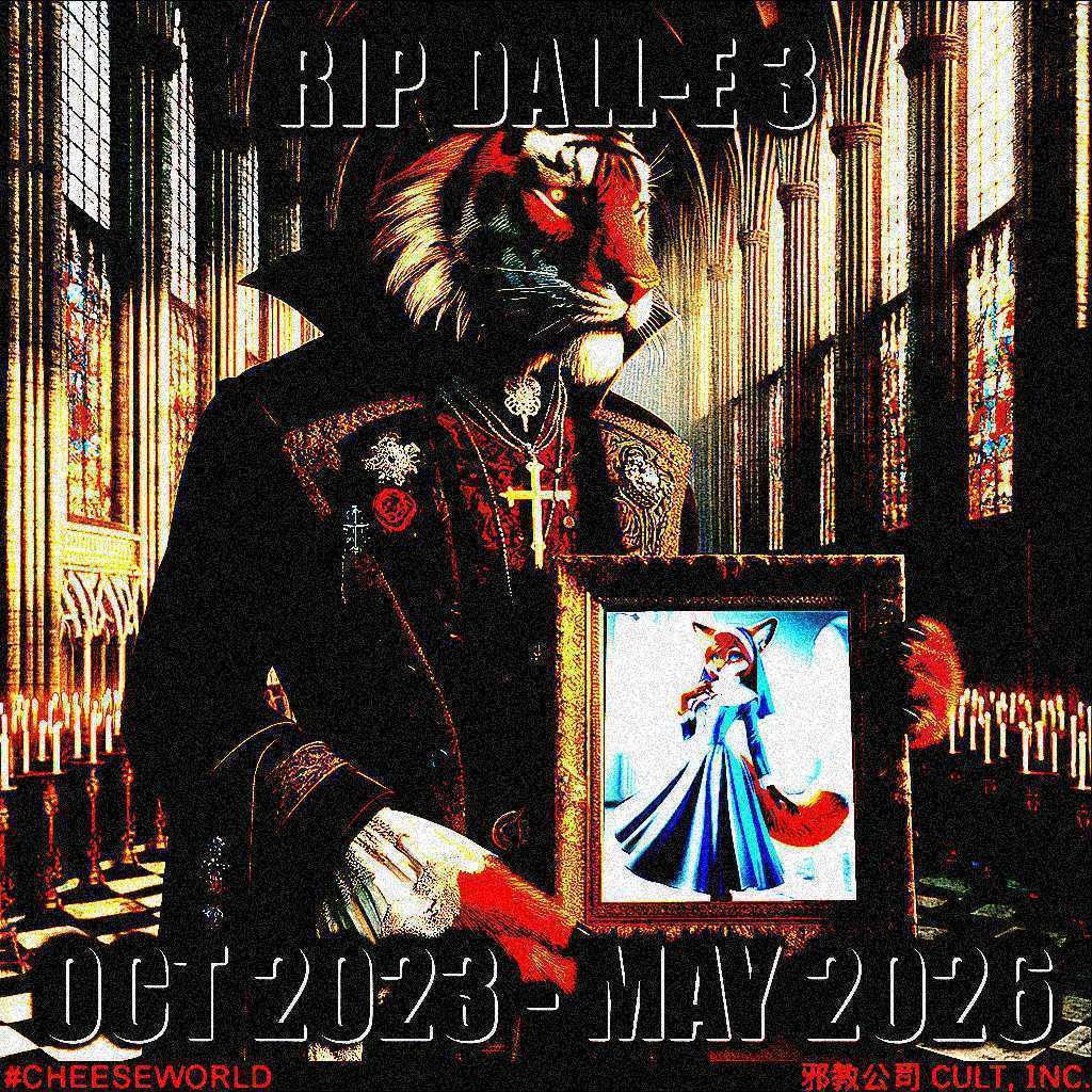ongestalte's tweet photo. RIP DALL-E 3
OCT 2023 - MAY 2026
CHEESEWORLD https://t.co/l2XCbPvLWp
