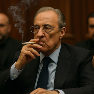 ajcalzado's tweet photo. Florentino Pérez MIENTE. 

Dice que lleva 26 años como Presidente del Real Madrid. 

¿Se le olvida a este rancio octogenario machista que dimitió en el año 2006 y no volvió a la Presidencia hasta junio de 2009?

Y prohíbe a los socios abuchear. ¿Los expulsará si pitan o critican? https://t.co/tsU9ef0enG