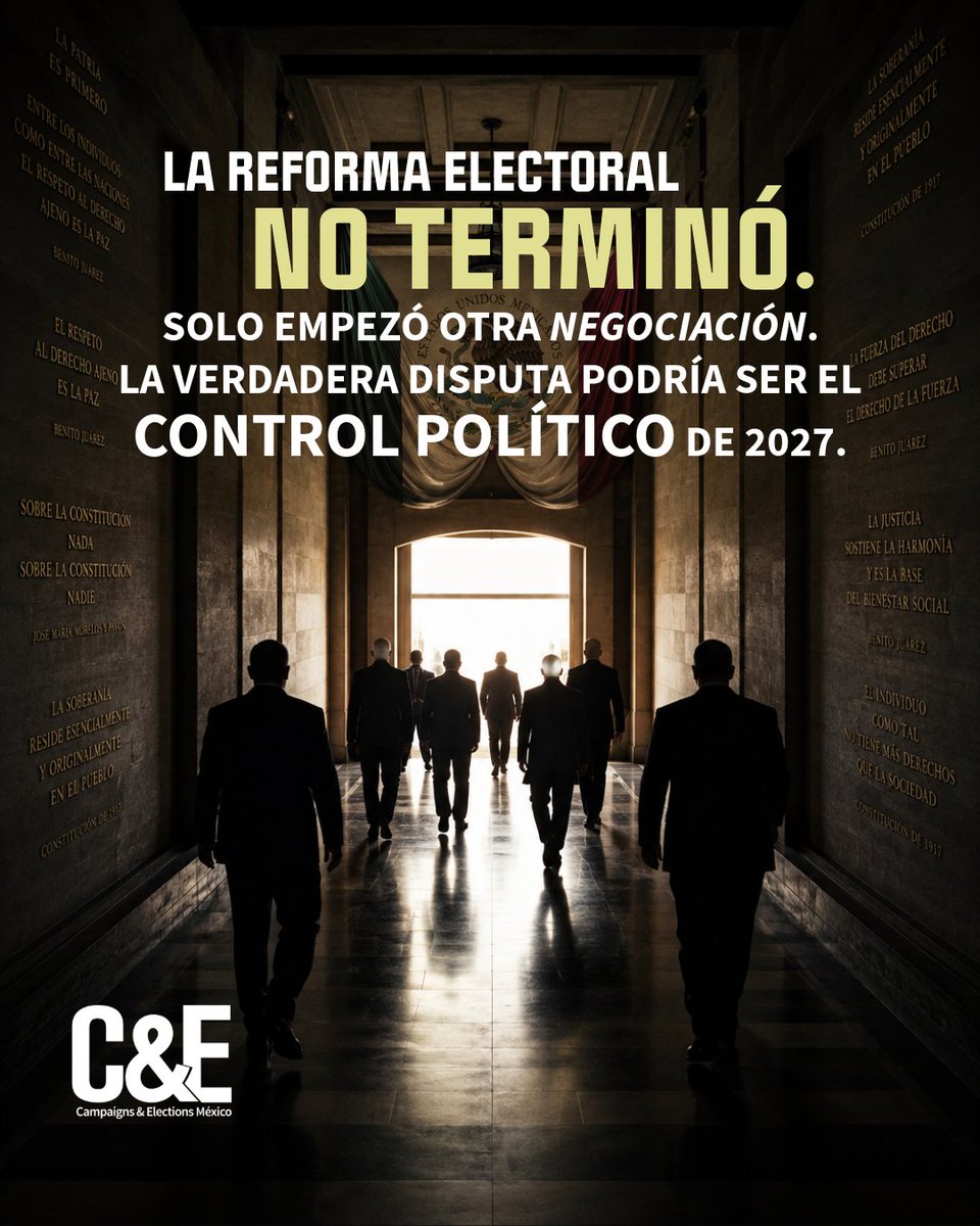 CE_Mexico's tweet photo. 📌La no aprobación de la Reforma Electoral propuesta por la presidenta Claudia Sheinbaum acaparó la discusión mediática durante el mes de marzo, luego de que sus partidos aliados, el PT y el PVEM, rechazaron la propuesta y abrió la hipótesis de una posible ruptura dentro de la Cuarta Transformación y el fracaso por impulsar una de las promesas más destacadas de su campaña. 

🪶 @Juarez_VH

📲 Lee la nota completa aquí: https://t.co/CY0hnO0MRW