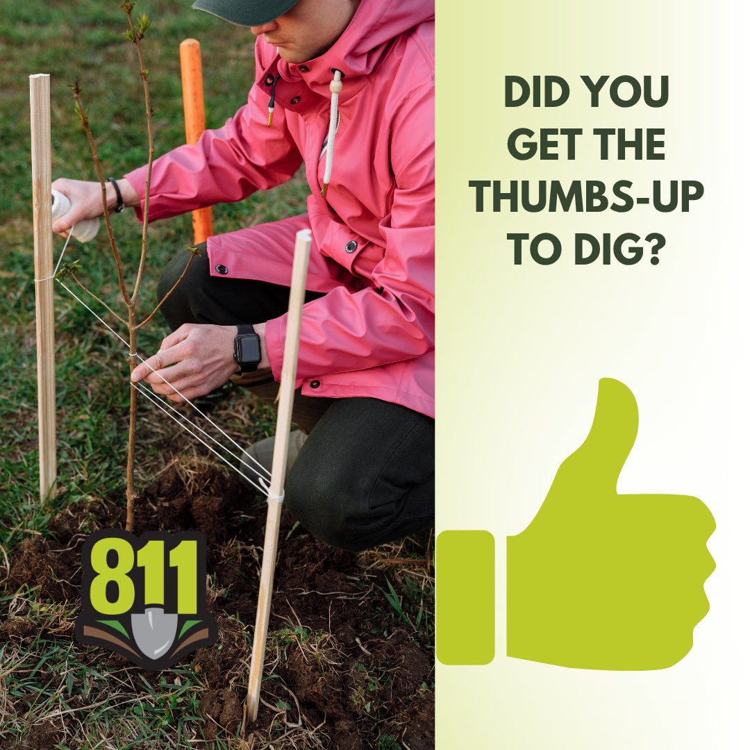 MissUtilityofMD's tweet photo. We know you’ve got a green thumb, but did you get the “thumbs up” to dig that new garden? 

Don’t cut corners, remember to contact 811 to have your underground utilities marked before you dig. 

#GreenThumb https://t.co/D2UDmGMjYn