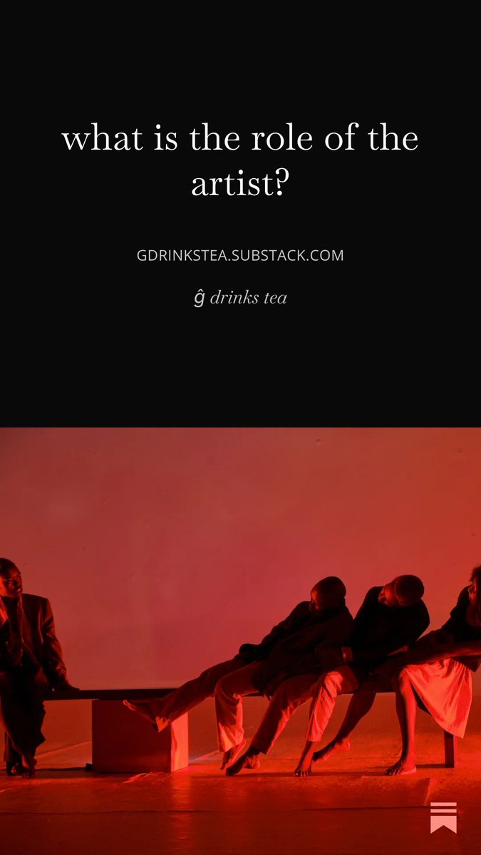 SeiseBagbo's tweet photo. I started a substack because i want to come back to long form writing.
My second article, "what is the role of the artist?" is up.

A read?

Link in the next tweet. https://t.co/aWjg708sou
