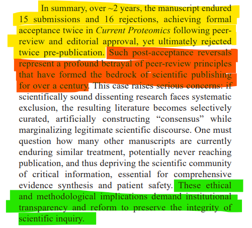 AnteMedicus's tweet photo. Is “scientific consensus” being selectively shaped?

Yes! The proof: Censorship in scientific publishing after a paper on potential mRNA vaccine-related cancer risks faced 16 rejections — including reversals after peer review acceptance
https://t.co/meRRXqe5Te https://t.co/O9y4QEgCdE