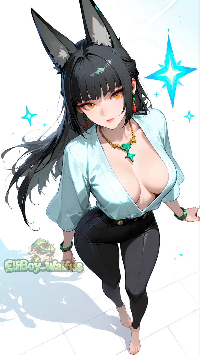 ElfBoy_Waifus's tweet photo. Hoshino Miyabi · Cyber Kitsune Look
Hoshino Miyabi de Genshin Impact con orejas de zorro, cabello negro y estilo cyber en escenarios tecnológicos.
SFW. Ilustración generada por IA. Sin desnudez. Sin intención sugerente.
#HoshinoMiyabi #AnimeArt #SFW https://t.co/R0jJWYh8sv