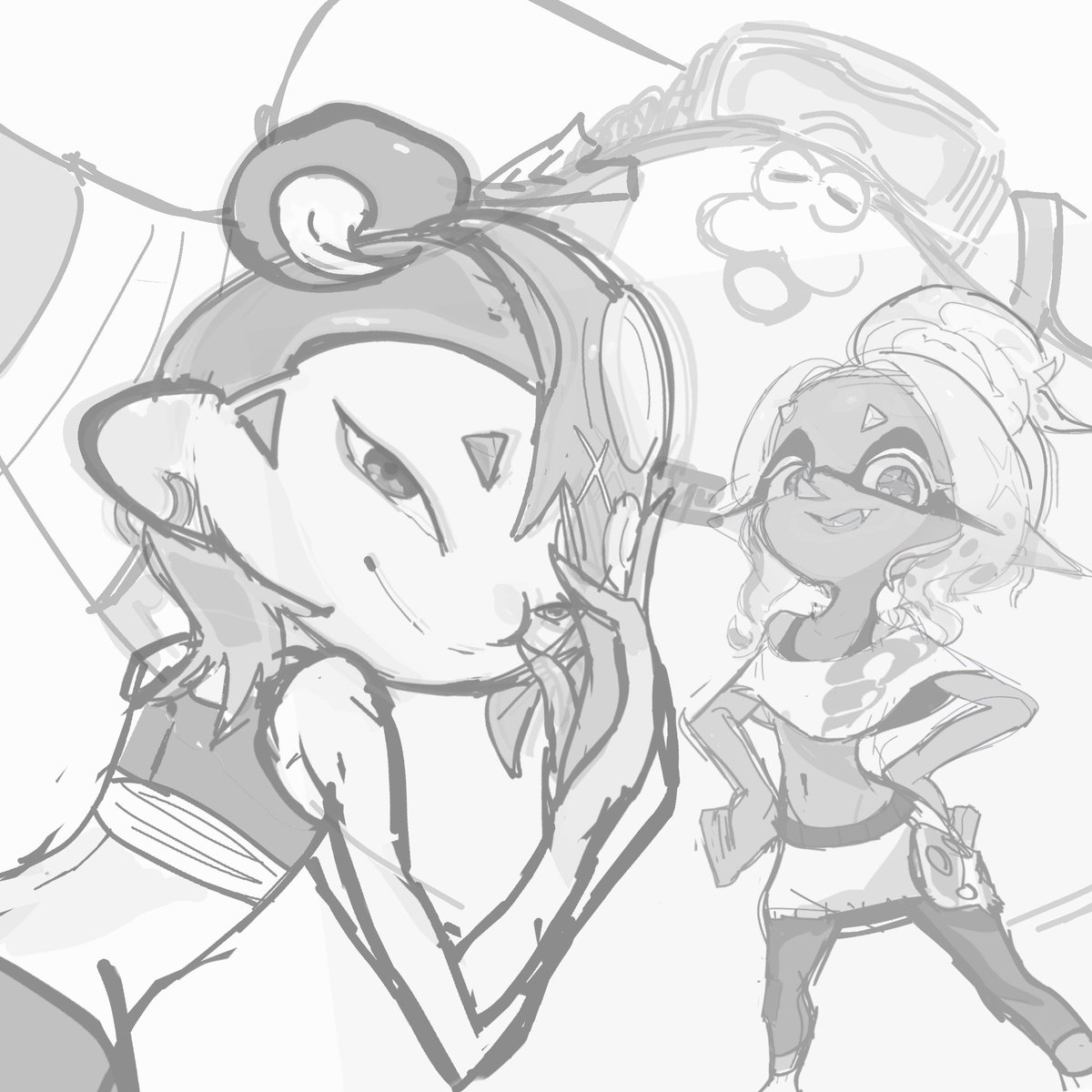 OriginalSamwich's tweet photo. Splatoon Raiders sketch https://t.co/tDv16L6JAG