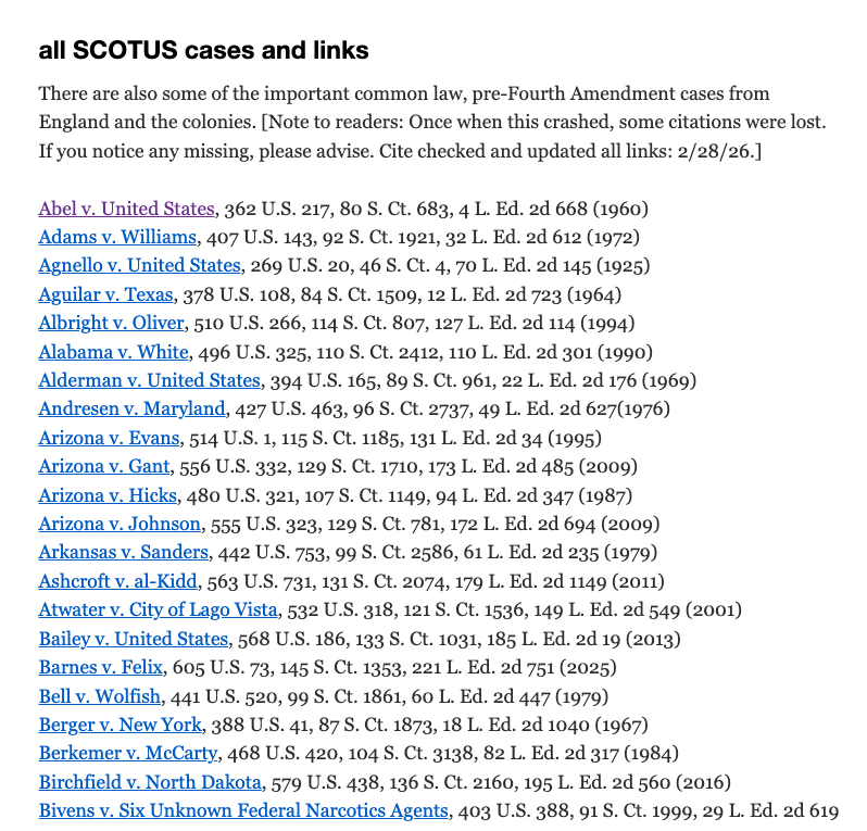 OrinKerr's tweet photo. Just a reminder, @JohnWesleyHall has a list of pretty much all of the Supreme Court's Fourth Amendment rulings, with links to the opinions.  It's great to see the whole orchestra together! 
https://t.co/QhzxZVR4HB https://t.co/oFToLRyrhH