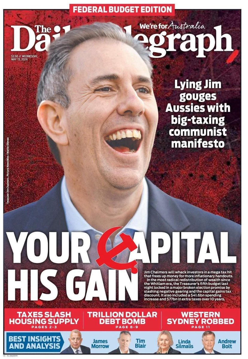vic_socialists's tweet photo. The response to this budget is further proof that the biggest whingers in our society are big business and the super-rich. If they think some trust fund kid not being able to negatively gear their 5th investment property is communism, wait 'til they hear what we've got in store! https://t.co/3LmdbioRRA