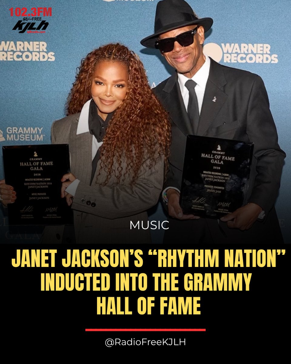 RadioFreeKJLH's tweet photo. #RadioFreeMusic Big congratulations to Janet Jackson! Her iconic album “Rhythm Nation 1814” has officially been inducted into the Grammy Hall of Fame.🔥🎶
#RadioFreeKJLH #WeAreYou https://t.co/orkbTCypub