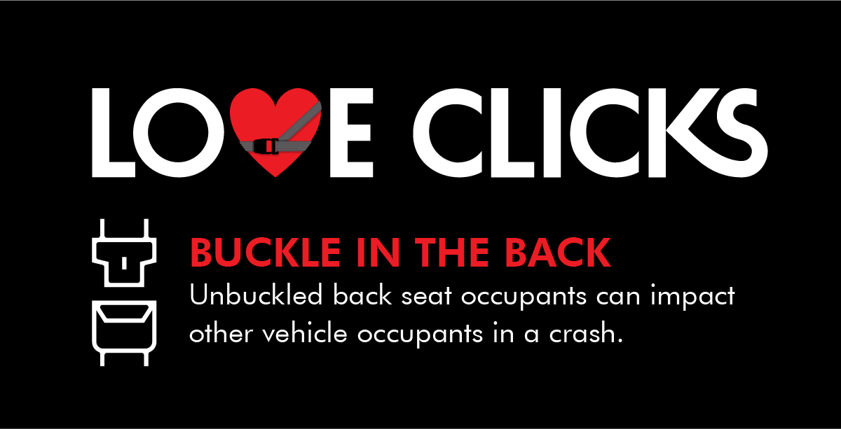 DriveSafeHR's tweet photo. Buckle up, even in the back seat! Seat belts are essential for everyone in the vehicle. Unbuckled passengers can become dangerous projectiles in a crash, putting everyone at risk. Stay safe and secure! 🚗💺 #BuckleUp #GetItTogether #LoveClicks https://t.co/wdeZBL5QfC
