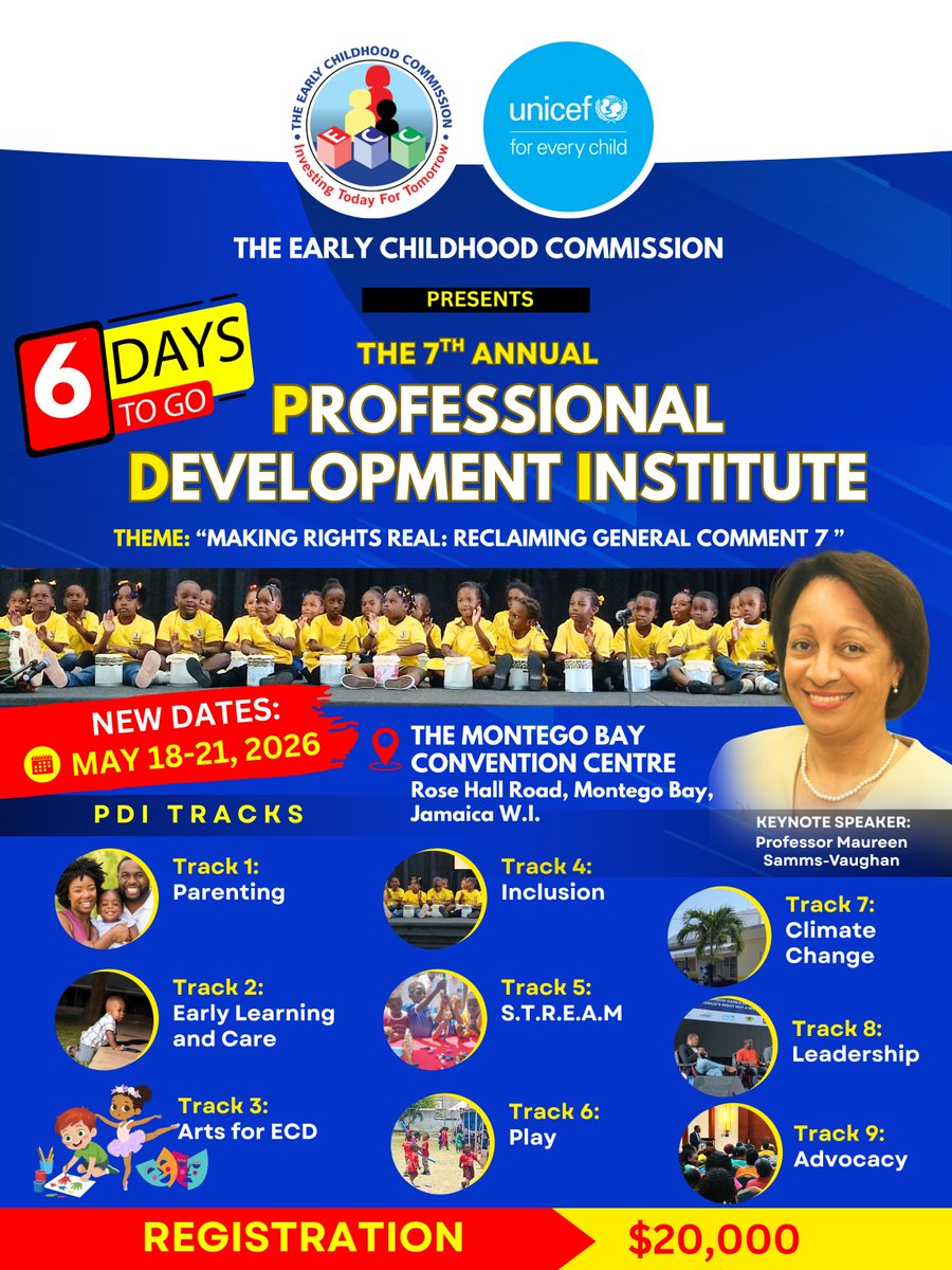 ECCJA's tweet photo. 🎉📣 6 days to PDI 2026! 📣🎉
📅 May 18–21 | 📍 Montego Bay

Register now 🚀
🔗 https://t.co/aTYqVAAwuH https://t.co/XpjxGNbiUn