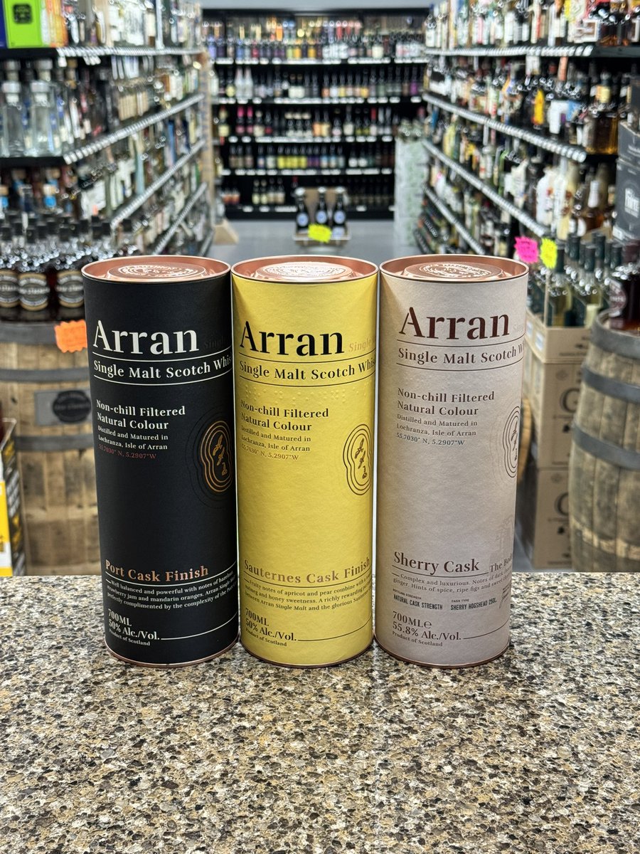 maxsbottle's tweet photo. We just received the trifecta from Arran Malt.  We should be seeing the Amarone cask here in the next few weeks. https://t.co/rFM6ccjX9k