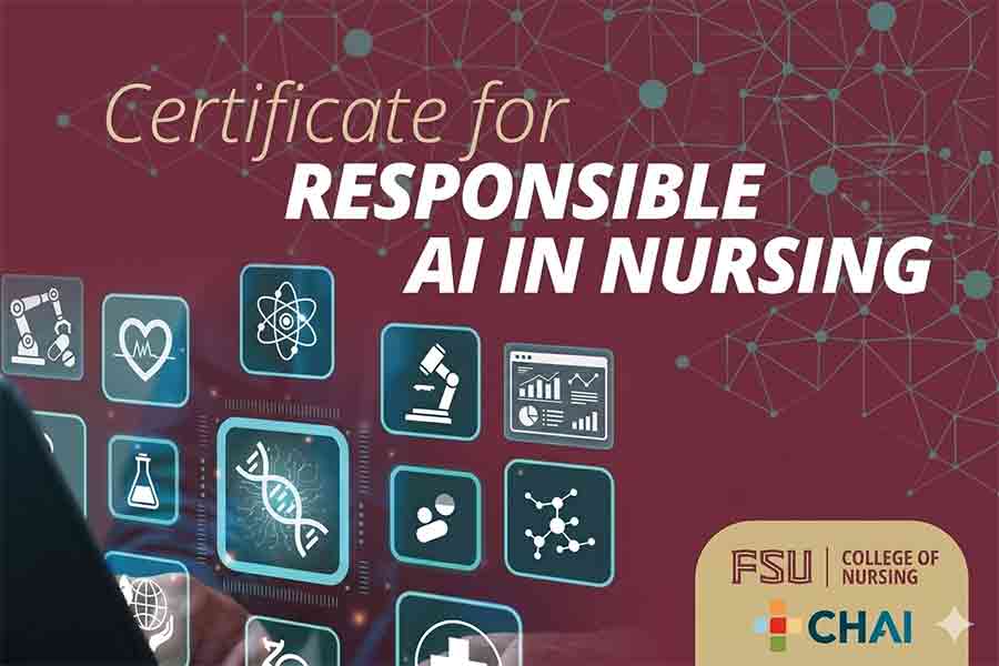 FSU_Health's tweet photo. The Florida State University College of Nursing has launched its first micro-credential series that integrates artificial intelligence and nursing care.

The program, Nursing Essentials of Responsible AI, was developed in partnership with the Coalition for Health AI (CHAI) and provides nurses with a comprehensive framework for the ethical and effective use of artificial intelligence in clinical practice. 

As artificial intelligence rapidly reshapes healthcare delivery, there is an urgent need to prepare the nursing workforce to engage with these technologies safely and effectively. #FSUHealth

Read more at https://t.co/qPqZeLTEs0