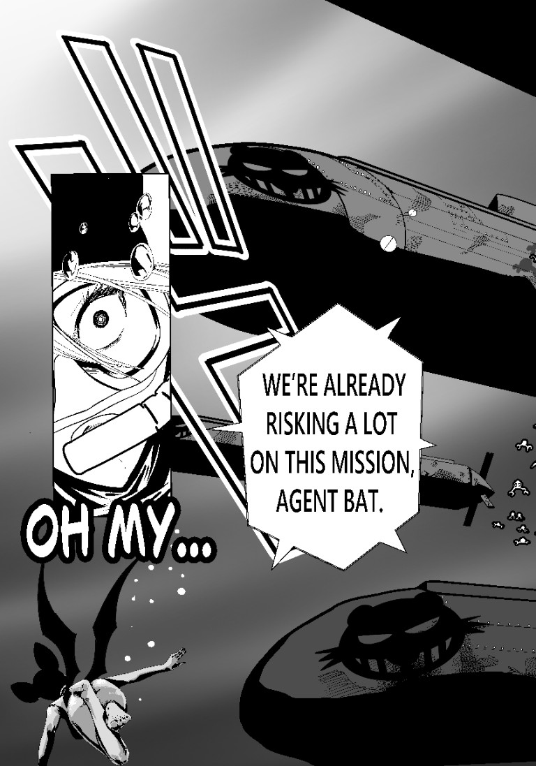 MrL707's tweet photo. ABSOLUTE ROUGE PG.7-8 Written by yours truly Illustrated by
@AyresArt
These two pages have text added, showing off Rouge encountering more of Robotnik's underwater forces, while being briefed by her G.U.N superior, Commander Darius #absolutesonic #rougethebat #sega #fancomic https://t.co/MJtiD6szJo