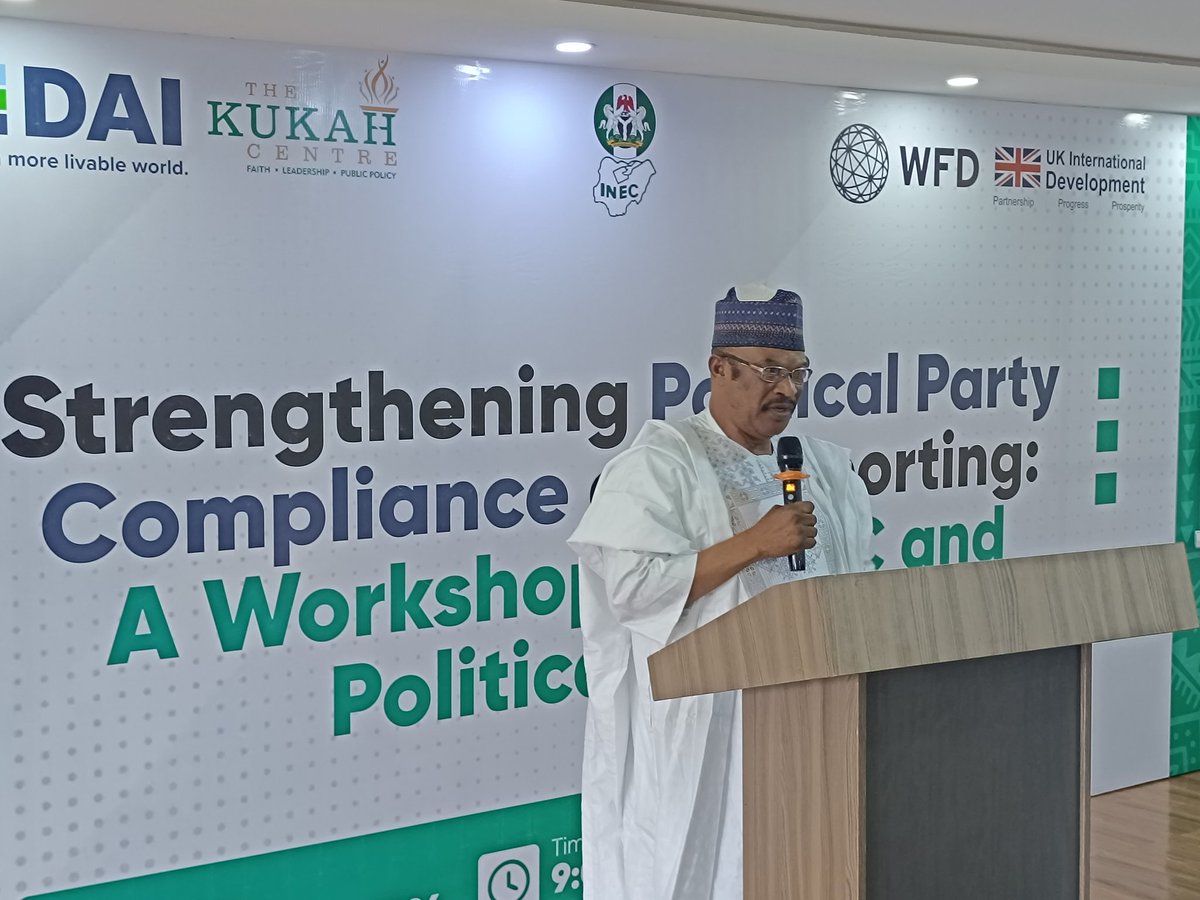 inecnigeria's tweet photo. The objectives of the workshop was presented by Prof. Dimis Mai-Lafia, who stated that the training was designed to enhance stakeholders’ understanding of key provisions and changes introduced by the Electoral Act 2026 and the Regulations and Guidelines for Political Parties. He explained that the workshop also seeks to strengthen practical capacity for compliance reporting and the use of the Political Party Compliance Toolkit; improve stakeholders’ ability to generate, manage and submit compliance data through INEC’s reporting framework and digital systems; promote consistency, accuracy and standardisation in compliance monitoring and reporting processes; and build a sustainable pool of trained actors capable of cascading knowledge through a Training of Trainers (ToT) model.

Prof. Mai-Lafia further stated that the expected outcomes of the workshop include the development of a comprehensive learning curriculum and workbook on electoral compliance and reporting; delivery of technical training sessions on the Electoral Act 2026 and INEC Regulations and Guidelines; conduct of a Training of Trainers (ToT) workshop; finalisation and validation of INEC monitoring templates and political party reporting templates; as well as enhanced participant capacity in compliance reporting and monitoring processes.