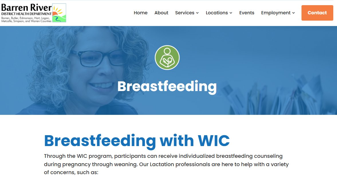 BarrenRiverHD's tweet photo. Our new Breastfeeding page on our website is LIVE 🍼 

This page is meant to help you learn more about the WIC program's breastfeeding assistance and even view breastfeeding resources here in Southern Kentucky!

Check it out here — https://t.co/Q4ZmAVyTRZ https://t.co/0ivbbREFep