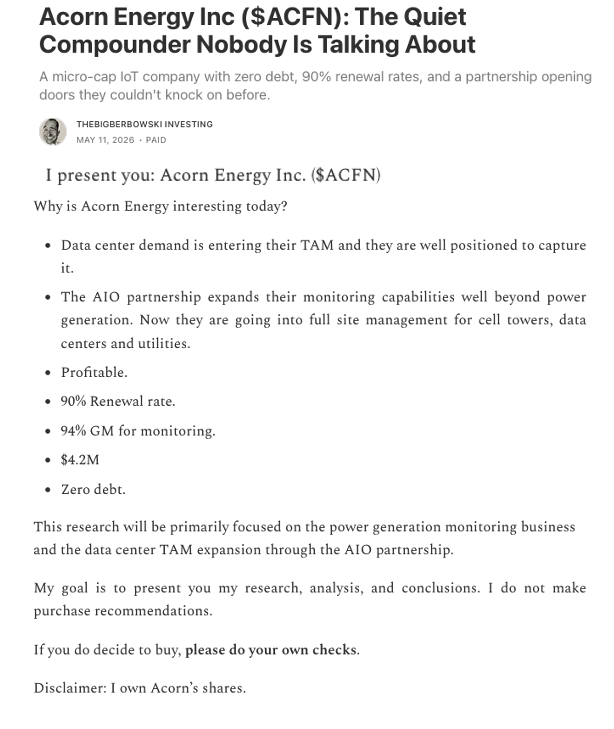 CatalystIR's tweet photo. Thanks to The Big Berbowski for his thorough write-up on $ACFN "The Quiet Compounder Nobody is Talking About" 
https://t.co/cxECIX2kmP https://t.co/gFyJ7dDm81