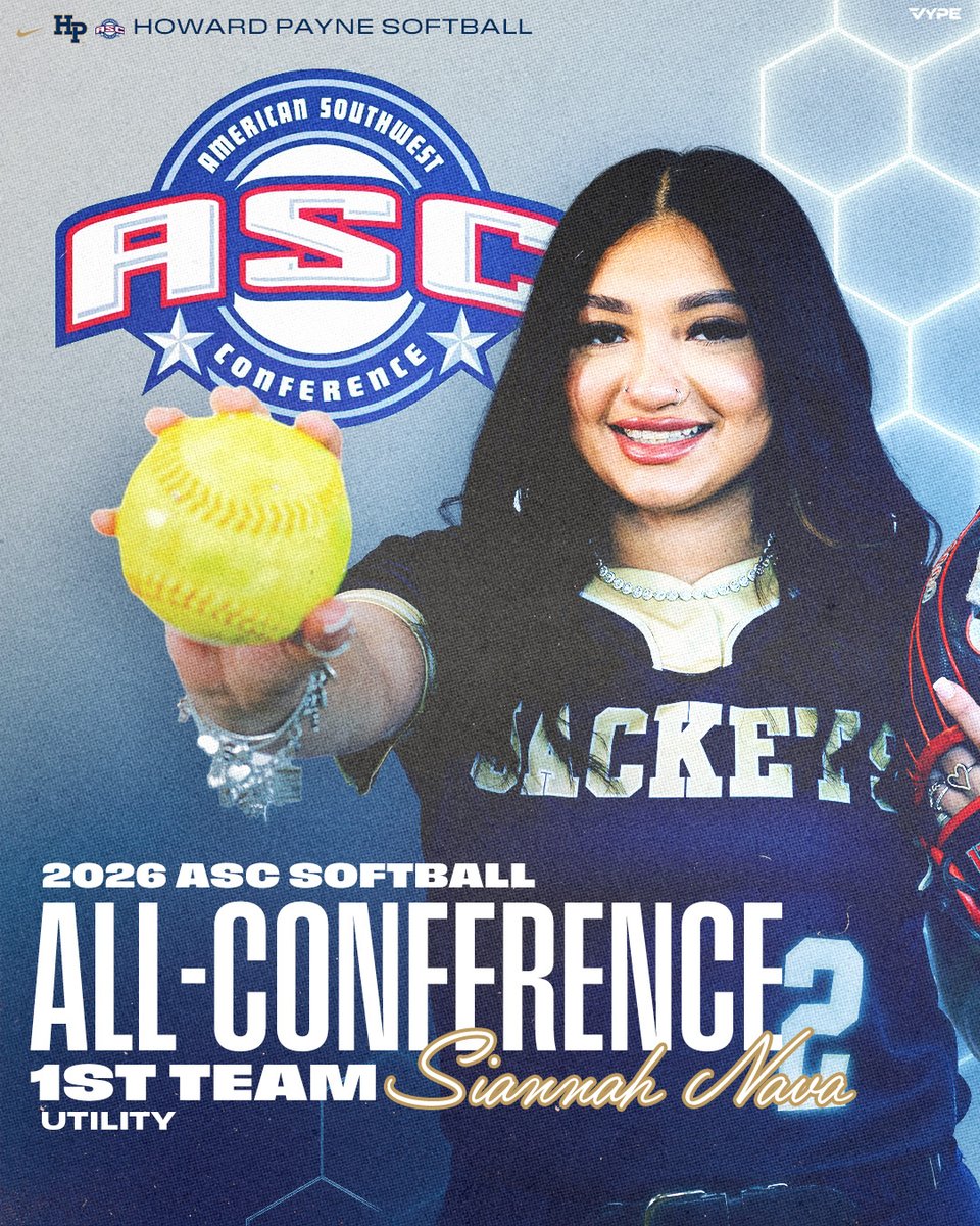 hputxsoftball's tweet photo. All-Conference recognition for the Yellow Jackets 🥎🐝🏆

Siannah Nava and Alyana Salazar have been named ASC First Team selections after standout seasons helping lead Howard Payne softball.

A well-earned honor for two key pieces of a strong year. #StingEm https://t.co/x0XC5sxRAw