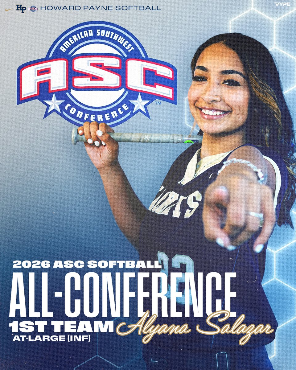 hputxsoftball's tweet photo. All-Conference recognition for the Yellow Jackets 🥎🐝🏆

Siannah Nava and Alyana Salazar have been named ASC First Team selections after standout seasons helping lead Howard Payne softball.

A well-earned honor for two key pieces of a strong year. #StingEm https://t.co/x0XC5sxRAw