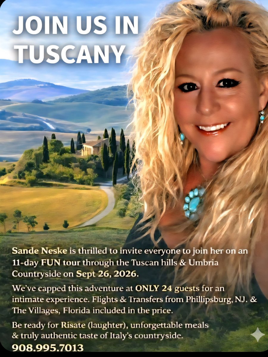 sandeneske's tweet photo. We have room for 1 solo guest. Flights and transfers included, but might be a little price difference depending on your Gateway. Tuscan &amp; Umbrian Tour only 24 guests. Sept 26 - Oct 6, 2026 https://t.co/P7tvzn72td—  thinking about vacation at Tuscany, Italy. https://t.co/y1UXYl3anu