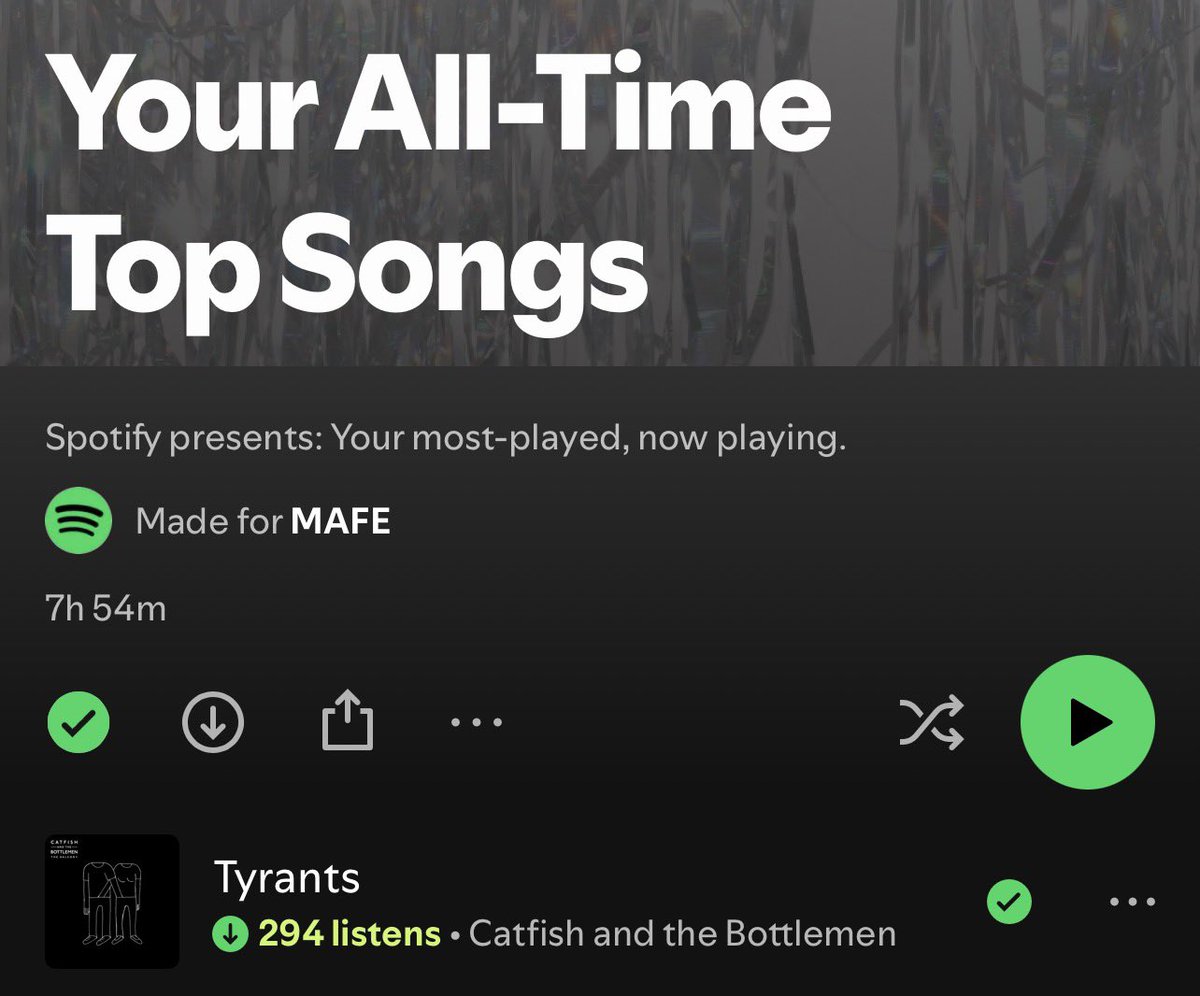 bottlemenbr's tweet photo. E ai galera, teve Catfish na palhaçadinha nova do Spotify de vocês? Por aqui, Tyrants foi minha música mais escutada 🥳 https://t.co/9DDhiRxLNw