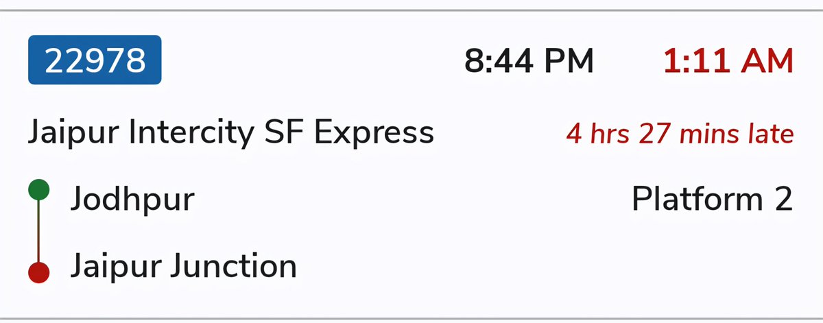 deependra750's tweet photo. Sir,
Still train no 22978 has been stranded at Shoysingpura and it's delayed by more than 4:30 hrs, no drinking water available in the train facing lot's of issues kindly do needful @RailMinIndia @RailMinIndia @NWRailways @railcomplaint @AshwiniVaishnaw
@DespLnk @RailCCltd https://t.co/Fes0HbJ3KE