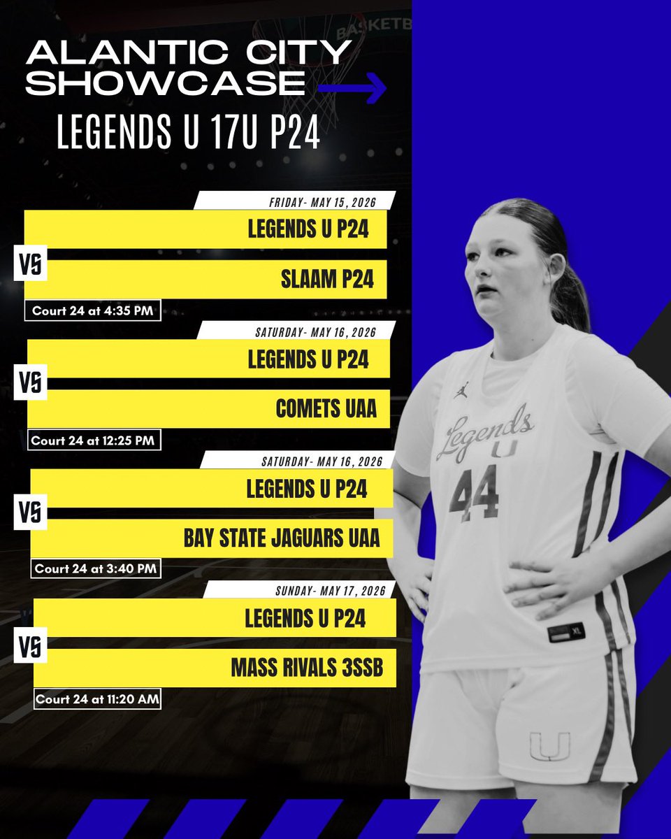 Kylie_perone44's tweet photo. Here’s my schedule for this weekend at  The Atlantic City Showcase! #bta @Legends_Bball @BryceMcKey @GirlsBkb https://t.co/LoA7357oQ7
