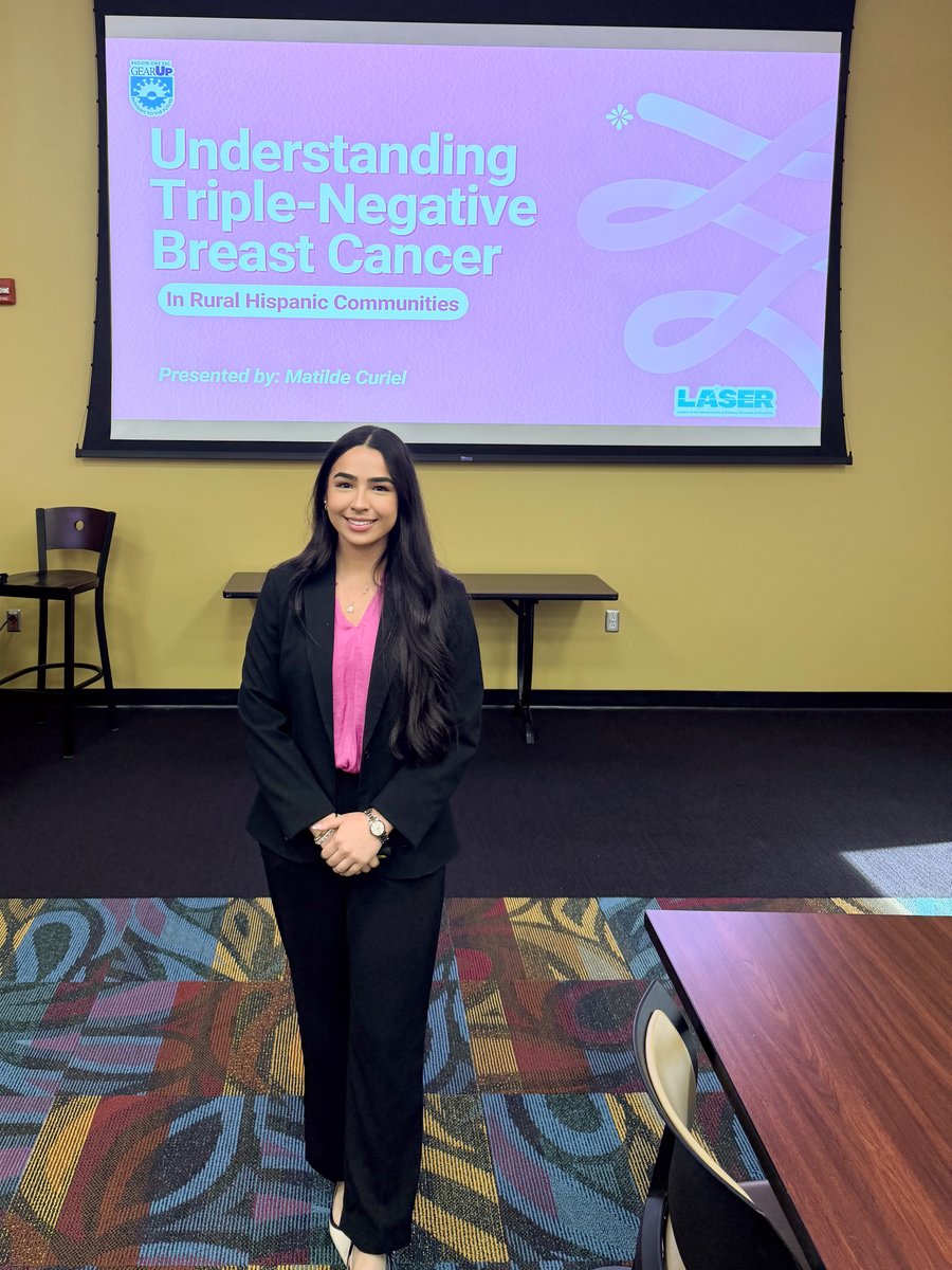RegionOneGEARUP's tweet photo. Leadership and a meaningful spotlight moment. ✨ @sisdmedia junior Matilde Curiel presented research on Understanding Triple-Negative Breast Cancer in Rural Hispanic Communities to reps from  @DHRHealth, @UTRGV and other community partners.

Way to represent, Matilde! 👏 https://t.co/1dGVPzkPZw